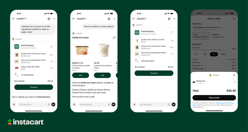 Instacart ChatGPT app screen