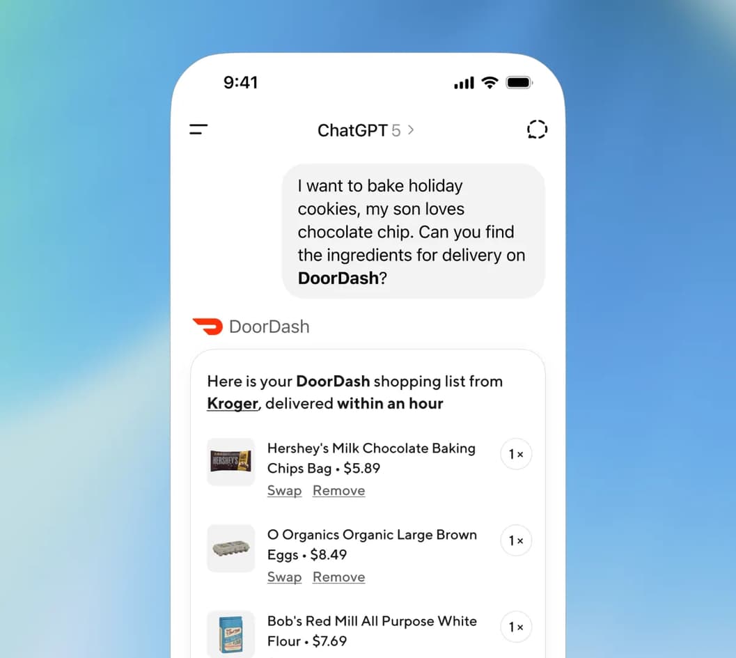 DoorDash ChatGPT app screen